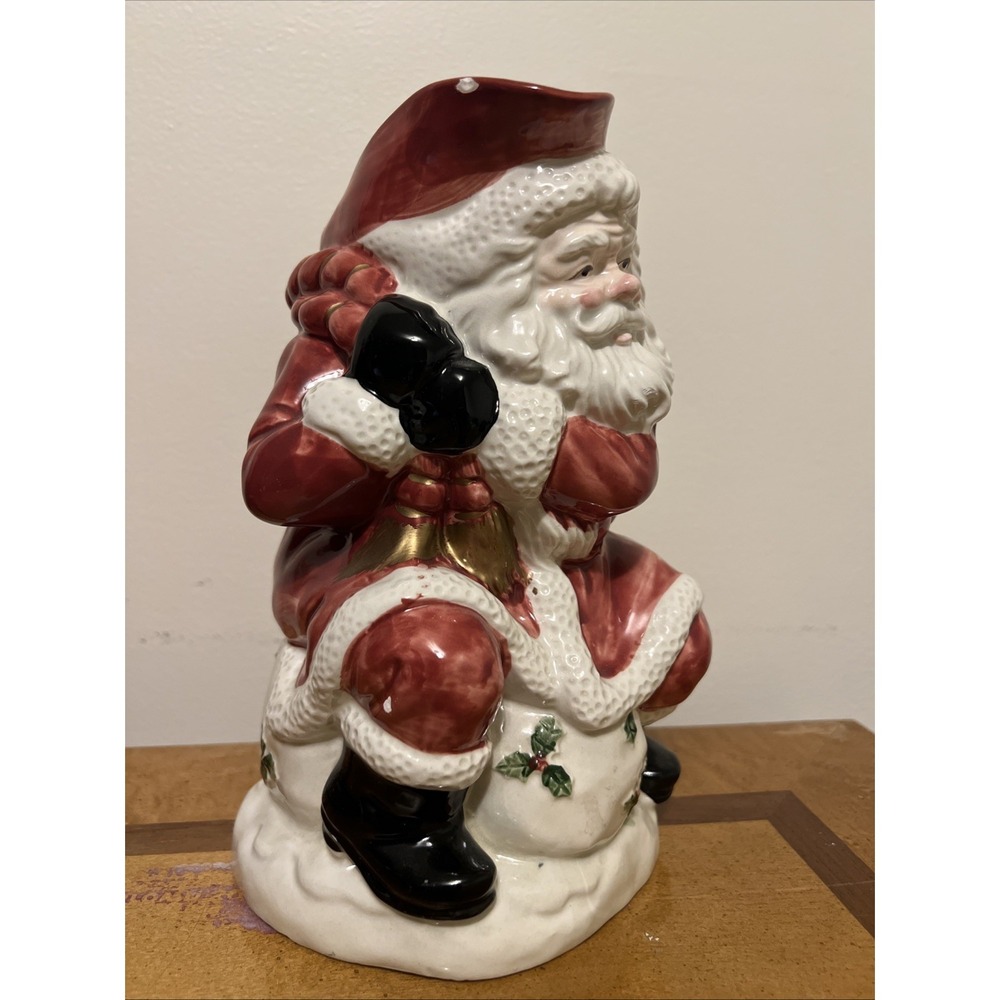 Fitz and Floyd Vintage Old World Santa Claus Pitcher 2 QT  1988